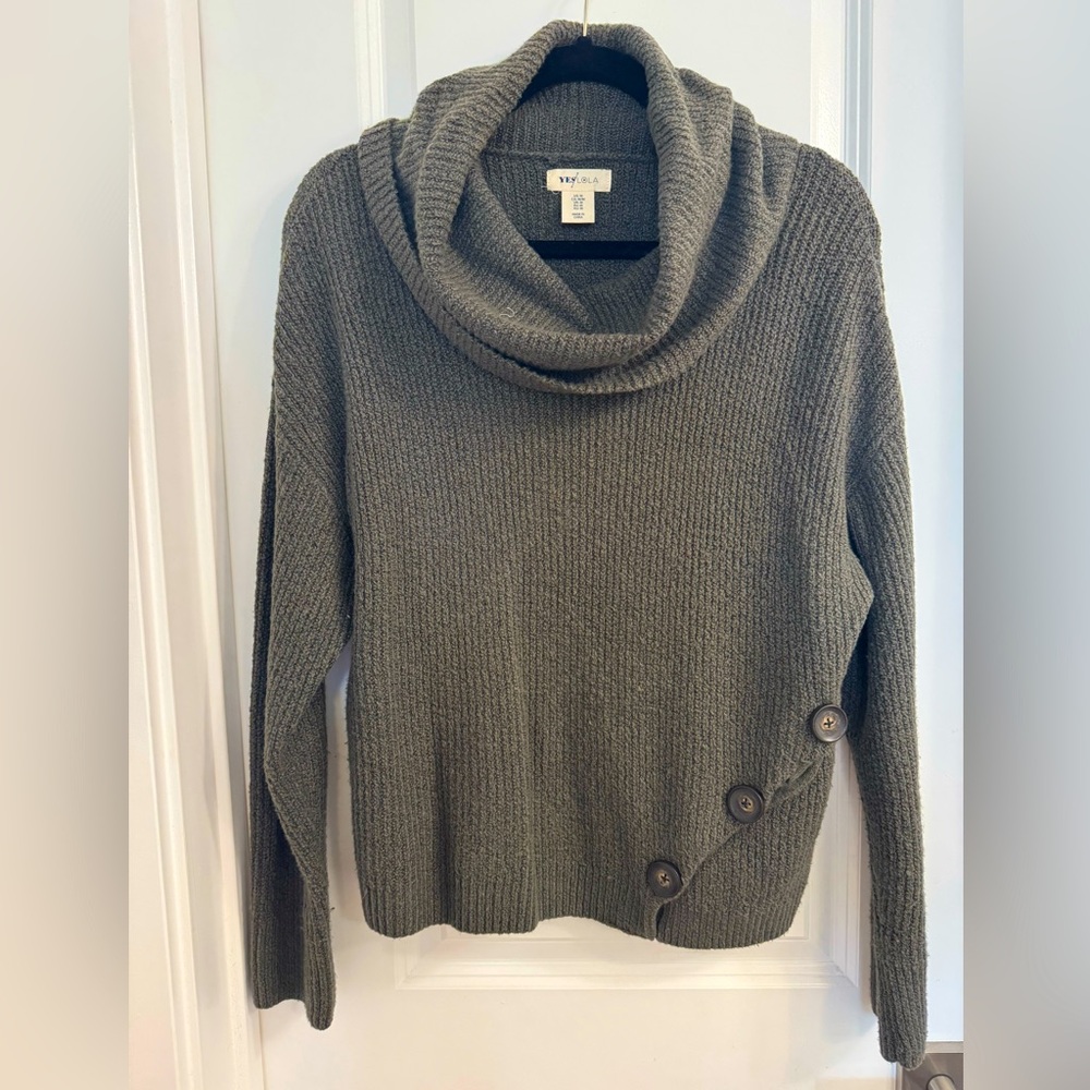 Olive green cowl neck sweater